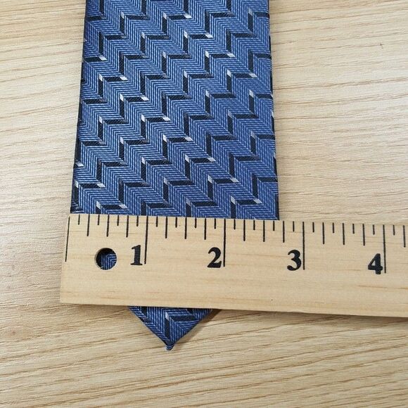 ALFANI Mens Neck Tie Blue Zig Zag Stain Resistant Classic Pointed - Picture 4 of 5